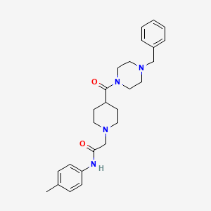 molecular formula C26H34N4O2 B3413129 2-[4-(4-benzylpiperazine-1-carbonyl)piperidin-1-yl]-N-(4-methylphenyl)acetamide CAS No. 942006-19-1