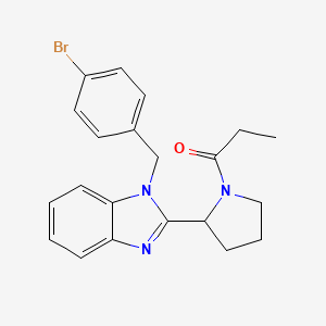molecular formula C21H22BrN3O B3413166 1-(2-{1-[(4-bromophenyl)methyl]-1H-1,3-benzodiazol-2-yl}pyrrolidin-1-yl)propan-1-one CAS No. 943103-66-0