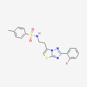 molecular formula C19H17FN4O2S2 B3413205 N-{2-[2-(2-fluorophenyl)-[1,2,4]triazolo[3,2-b][1,3]thiazol-6-yl]ethyl}-4-methylbenzene-1-sulfonamide CAS No. 946206-46-8