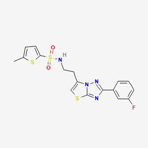 molecular formula C17H15FN4O2S3 B3413227 N-{2-[2-(3-fluorophenyl)-[1,2,4]triazolo[3,2-b][1,3]thiazol-6-yl]ethyl}-5-methylthiophene-2-sulfonamide CAS No. 946206-81-1