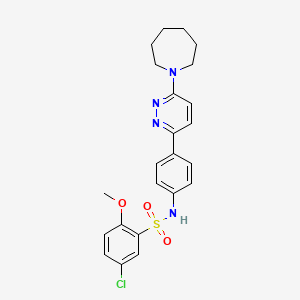 molecular formula C23H25ClN4O3S B3413252 N-{4-[6-(azepan-1-yl)pyridazin-3-yl]phenyl}-5-chloro-2-methoxybenzene-1-sulfonamide CAS No. 946207-05-2