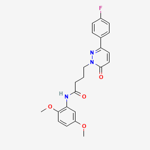 molecular formula C22H22FN3O4 B3413335 N-(2,5-dimethoxyphenyl)-4-[3-(4-fluorophenyl)-6-oxo-1,6-dihydropyridazin-1-yl]butanamide CAS No. 946215-49-2