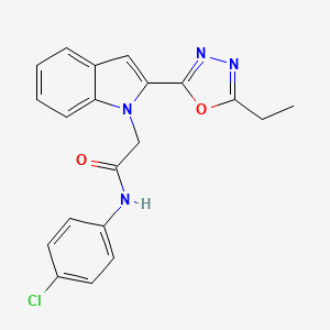 molecular formula C20H17ClN4O2 B3413454 N-(4-chlorophenyl)-2-[2-(5-ethyl-1,3,4-oxadiazol-2-yl)-1H-indol-1-yl]acetamide CAS No. 946231-90-9
