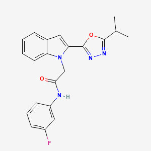 molecular formula C21H19FN4O2 B3413467 N-(3-fluorophenyl)-2-{2-[5-(propan-2-yl)-1,3,4-oxadiazol-2-yl]-1H-indol-1-yl}acetamide CAS No. 946232-68-4
