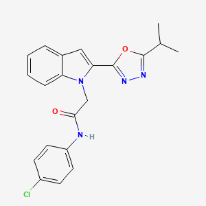 molecular formula C21H19ClN4O2 B3413469 N-(4-chlorophenyl)-2-{2-[5-(propan-2-yl)-1,3,4-oxadiazol-2-yl]-1H-indol-1-yl}acetamide CAS No. 946233-13-2
