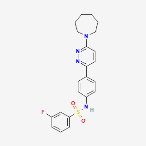 molecular formula C22H23FN4O2S B3413528 N-{4-[6-(azepan-1-yl)pyridazin-3-yl]phenyl}-3-fluorobenzene-1-sulfonamide CAS No. 946238-82-0