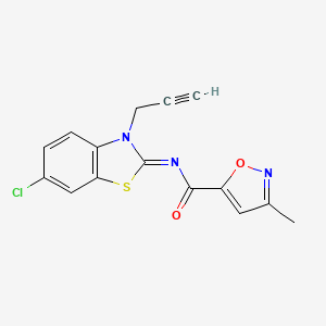 molecular formula C15H10ClN3O2S B3413646 N-[(2E)-6-chloro-3-(prop-2-yn-1-yl)-2,3-dihydro-1,3-benzothiazol-2-ylidene]-3-methyl-1,2-oxazole-5-carboxamide CAS No. 946256-73-1