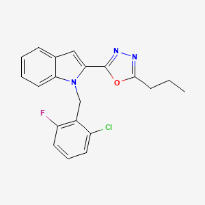 molecular formula C20H17ClFN3O B3413657 1-[(2-chloro-6-fluorophenyl)methyl]-2-(5-propyl-1,3,4-oxadiazol-2-yl)-1H-indole CAS No. 946257-41-6