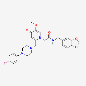 molecular formula C27H29FN4O5 B3413711 N-[(2H-1,3-benzodioxol-5-yl)methyl]-2-(2-{[4-(4-fluorophenyl)piperazin-1-yl]methyl}-5-methoxy-4-oxo-1,4-dihydropyridin-1-yl)acetamide CAS No. 946264-04-6