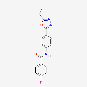 molecular formula C17H14FN3O2 B3413892 N-[4-(5-ethyl-1,3,4-oxadiazol-2-yl)phenyl]-4-fluorobenzamide CAS No. 946275-84-9