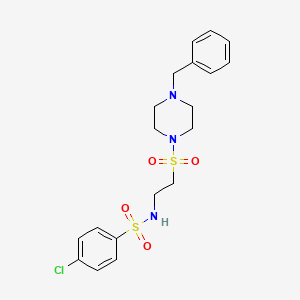 molecular formula C19H24ClN3O4S2 B3413900 N-(2-((4-benzylpiperazin-1-yl)sulfonyl)ethyl)-4-chlorobenzenesulfonamide CAS No. 946276-18-2
