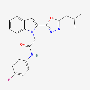 molecular formula C22H21FN4O2 B3413923 N-(4-fluorophenyl)-2-{2-[5-(2-methylpropyl)-1,3,4-oxadiazol-2-yl]-1H-indol-1-yl}acetamide CAS No. 946280-10-0
