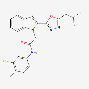 molecular formula C23H23ClN4O2 B3413933 N-(3-chloro-4-methylphenyl)-2-{2-[5-(2-methylpropyl)-1,3,4-oxadiazol-2-yl]-1H-indol-1-yl}acetamide CAS No. 946280-46-2