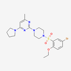 molecular formula C21H28BrN5O3S B3413946 2-[4-(5-Bromo-2-ethoxybenzenesulfonyl)piperazin-1-yl]-4-methyl-6-(pyrrolidin-1-yl)pyrimidine CAS No. 946283-67-6