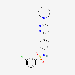molecular formula C22H23ClN4O2S B3414023 N-{4-[6-(azepan-1-yl)pyridazin-3-yl]phenyl}-3-chlorobenzene-1-sulfonamide CAS No. 946287-12-3