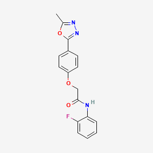 molecular formula C17H14FN3O3 B3414139 N-(2-fluorophenyl)-2-[4-(5-methyl-1,3,4-oxadiazol-2-yl)phenoxy]acetamide CAS No. 946305-57-3