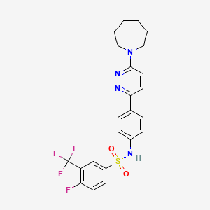 molecular formula C23H22F4N4O2S B3414178 N-{4-[6-(azepan-1-yl)pyridazin-3-yl]phenyl}-4-fluoro-3-(trifluoromethyl)benzene-1-sulfonamide CAS No. 946306-95-2