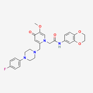 molecular formula C27H29FN4O5 B3414298 N-(2,3-dihydro-1,4-benzodioxin-6-yl)-2-(2-{[4-(4-fluorophenyl)piperazin-1-yl]methyl}-5-methoxy-4-oxo-1,4-dihydropyridin-1-yl)acetamide CAS No. 946319-55-7