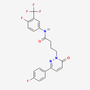 molecular formula C21H16F5N3O2 B3414327 N-[4-fluoro-3-(trifluoromethyl)phenyl]-4-[3-(4-fluorophenyl)-6-oxo-1,6-dihydropyridazin-1-yl]butanamide CAS No. 946321-44-4