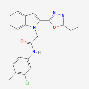 molecular formula C21H19ClN4O2 B3414420 N-(3-chloro-4-methylphenyl)-2-[2-(5-ethyl-1,3,4-oxadiazol-2-yl)-1H-indol-1-yl]acetamide CAS No. 946334-75-4