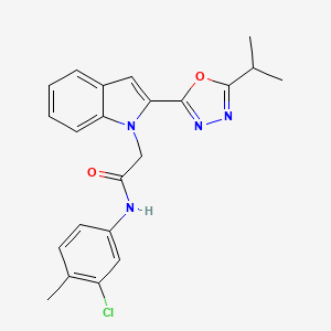 molecular formula C22H21ClN4O2 B3414436 N-(3-chloro-4-methylphenyl)-2-{2-[5-(propan-2-yl)-1,3,4-oxadiazol-2-yl]-1H-indol-1-yl}acetamide CAS No. 946335-96-2