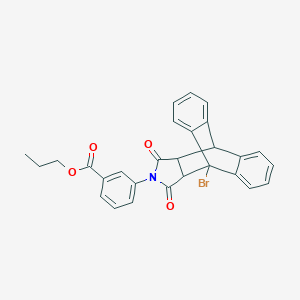 molecular formula C28H22BrNO4 B341451 Propyl 3-(1-bromo-16,18-dioxo-17-azapentacyclo[6.6.5.0~2,7~.0~9,14~.0~15,19~]nonadeca-2,4,6,9,11,13-hexaen-17-yl)benzoate (non-preferred name) 