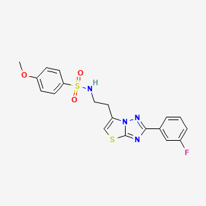 molecular formula C19H17FN4O3S2 B3414623 N-{2-[2-(3-fluorophenyl)-[1,2,4]triazolo[3,2-b][1,3]thiazol-6-yl]ethyl}-4-methoxybenzene-1-sulfonamide CAS No. 946358-10-7