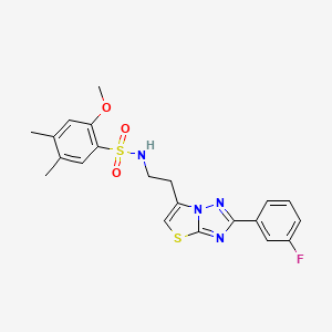 molecular formula C21H21FN4O3S2 B3414629 N-{2-[2-(3-fluorophenyl)-[1,2,4]triazolo[3,2-b][1,3]thiazol-6-yl]ethyl}-2-methoxy-4,5-dimethylbenzene-1-sulfonamide CAS No. 946358-22-1