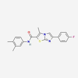 molecular formula C21H18FN3OS B3414642 N-(3,4-dimethylphenyl)-6-(4-fluorophenyl)-3-methylimidazo[2,1-b][1,3]thiazole-2-carboxamide CAS No. 946359-08-6