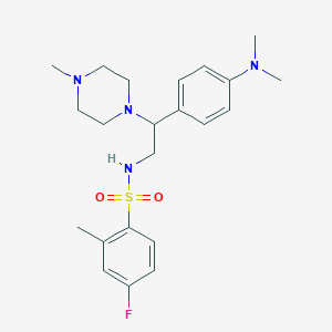 molecular formula C22H31FN4O2S B3414763 N-{2-[4-(dimethylamino)phenyl]-2-(4-methylpiperazin-1-yl)ethyl}-4-fluoro-2-methylbenzene-1-sulfonamide CAS No. 946366-57-0