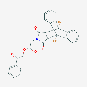 molecular formula C28H19Br2NO5 B341498 2-Oxo-2-phenylethyl (1,8-dibromo-16,18-dioxo-17-azapentacyclo[6.6.5.0~2,7~.0~9,14~.0~15,19~]nonadeca-2,4,6,9,11,13-hexaen-17-yl)acetate (non-preferred name) 