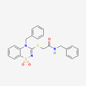 molecular formula C23H21N3O3S2 B3414994 N-benzyl-2-[(4-benzyl-1,1-dioxo-4H-1lambda6,2,4-benzothiadiazin-3-yl)sulfanyl]acetamide CAS No. 951519-87-2
