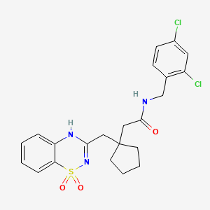 molecular formula C22H23Cl2N3O3S B3415015 N-[(2,4-dichlorophenyl)methyl]-2-{1-[(1,1-dioxo-4H-1lambda6,2,4-benzothiadiazin-3-yl)methyl]cyclopentyl}acetamide CAS No. 951520-74-4