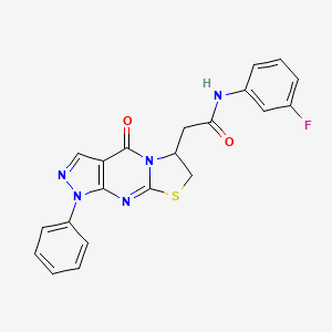 molecular formula C21H16FN5O2S B3415051 N-(3-fluorophenyl)-2-{2-oxo-6-phenyl-10-thia-1,5,6,8-tetraazatricyclo[7.3.0.0^{3,7}]dodeca-3(7),4,8-trien-12-yl}acetamide CAS No. 952804-51-2