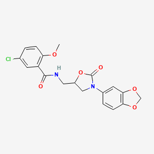 molecular formula C19H17ClN2O6 B3415133 N-{[3-(2H-1,3-benzodioxol-5-yl)-2-oxo-1,3-oxazolidin-5-yl]methyl}-5-chloro-2-methoxybenzamide CAS No. 954605-47-1