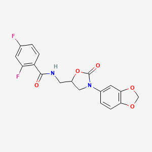 molecular formula C18H14F2N2O5 B3415137 N-{[3-(2H-1,3-benzodioxol-5-yl)-2-oxo-1,3-oxazolidin-5-yl]methyl}-2,4-difluorobenzamide CAS No. 954629-63-1