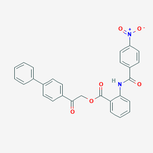molecular formula C28H20N2O6 B341672 2-{[1,1'-BIPHENYL]-4-YL}-2-OXOETHYL 2-(4-NITROBENZAMIDO)BENZOATE 