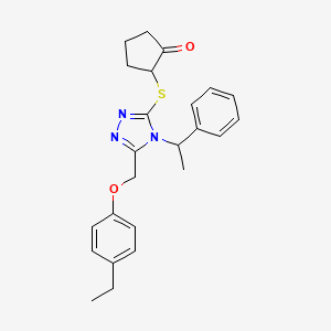 2-({5-[(4-ethylphenoxy)methyl]-4-(1-phenylethyl)-4H-1,2,4-triazol-3-yl}sulfanyl)cyclopentan-1-one
