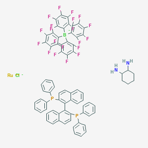 molecular formula C74H46BClF20N2P2Ru B3417787 Chloro[(R)-2,2'-bis(diphenylphosphino)-1,1'-binaphthyl][(1R,2R)-cyclohexane-1,2-diamine]ruthenium(II) tetrakis(pentafluorophenyl)borate CAS No. 1150112-55-2