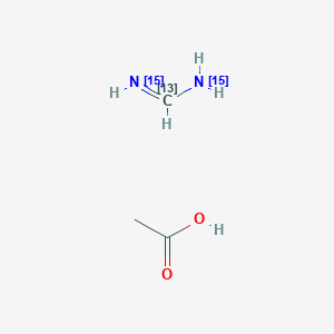 molecular formula C3H8N2O2 B3418224 Acetic acid--(~13~C,~15~N_2_)methanimidamide (1/1) CAS No. 1215774-22-3
