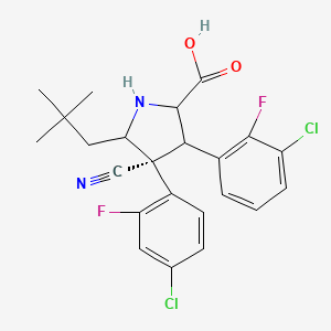 molecular formula C23H22Cl2F2N2O2 B3418255 (2R,3S,4R,5S)-3-(3-chloro-2-fluorophenyl)-4-(4-chloro-2-fluorophenyl)-4-cyano-5-neopentylpyrrolidine-2-carboxylic acid CAS No. 1219086-89-1