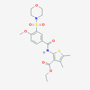 molecular formula C21H26N2O7S2 B341830 Ethyl 2-{[4-methoxy-3-(4-morpholinylsulfonyl)benzoyl]amino}-4,5-dimethyl-3-thiophenecarboxylate 