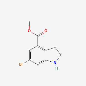 molecular formula C10H10BrNO2 B3418431 Methyl 6-bromoindoline-4-carboxylate CAS No. 1240523-98-1
