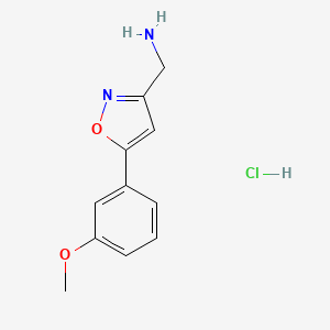 molecular formula C11H13ClN2O2 B3418592 {[5-(3-Methoxyphenyl)isoxazol-3-yl]methyl}amine hydrochloride CAS No. 1263094-48-9