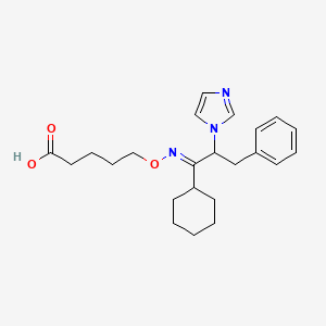 molecular formula C23H31N3O3 B3419352 5-(1-Cyclohexyl-2-(1H-imidazol-1-yl)-3-phenylpropylidene)aminooxypentanoic acid CAS No. 142223-40-3