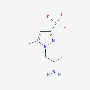B3419406 1-[5-methyl-3-(trifluoromethyl)-1H-pyrazol-1-yl]propan-2-amine CAS No. 1431963-60-8