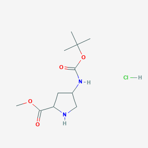 molecular formula C11H21ClN2O4 B3419729 Methyl 4-((tert-butoxycarbonyl)amino)pyrrolidine-2-carboxylate hydrochloride CAS No. 1539217-84-9