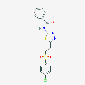 molecular formula C17H14ClN3O3S2 B342002 N-(5-{2-[(4-chlorophenyl)sulfonyl]ethyl}-1,3,4-thiadiazol-2-yl)benzamide 