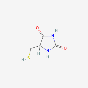 molecular formula C4H6N2O2S B3420103 5-(Sulfanylmethyl)imidazolidine-2,4-dione CAS No. 17125-37-0