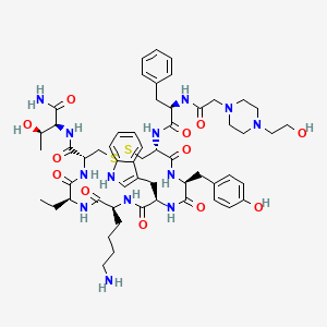 (4R,7S,10S,13R,16S,19R)-10-(4-aminobutyl)-N-[(2S,3R)-1-amino-3-hydroxy-1-oxobutan-2-yl]-7-ethyl-19-[[(2R)-2-[[2-[4-(2-hydroxyethyl)piperazin-1-yl]acetyl]amino]-3-phenylpropanoyl]amino]-16-[(4-hydroxyphenyl)methyl]-13-(1H-indol-3-ylmethyl)-6,9,12,15,18-pentaoxo-1,2-dithia-5,8,11,14,17-pentazacycloicosane-4-carboxamide